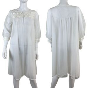 Vintage Hollywood Vassarette Women Size S White Sheer Robe Babydoll Cover Up USA